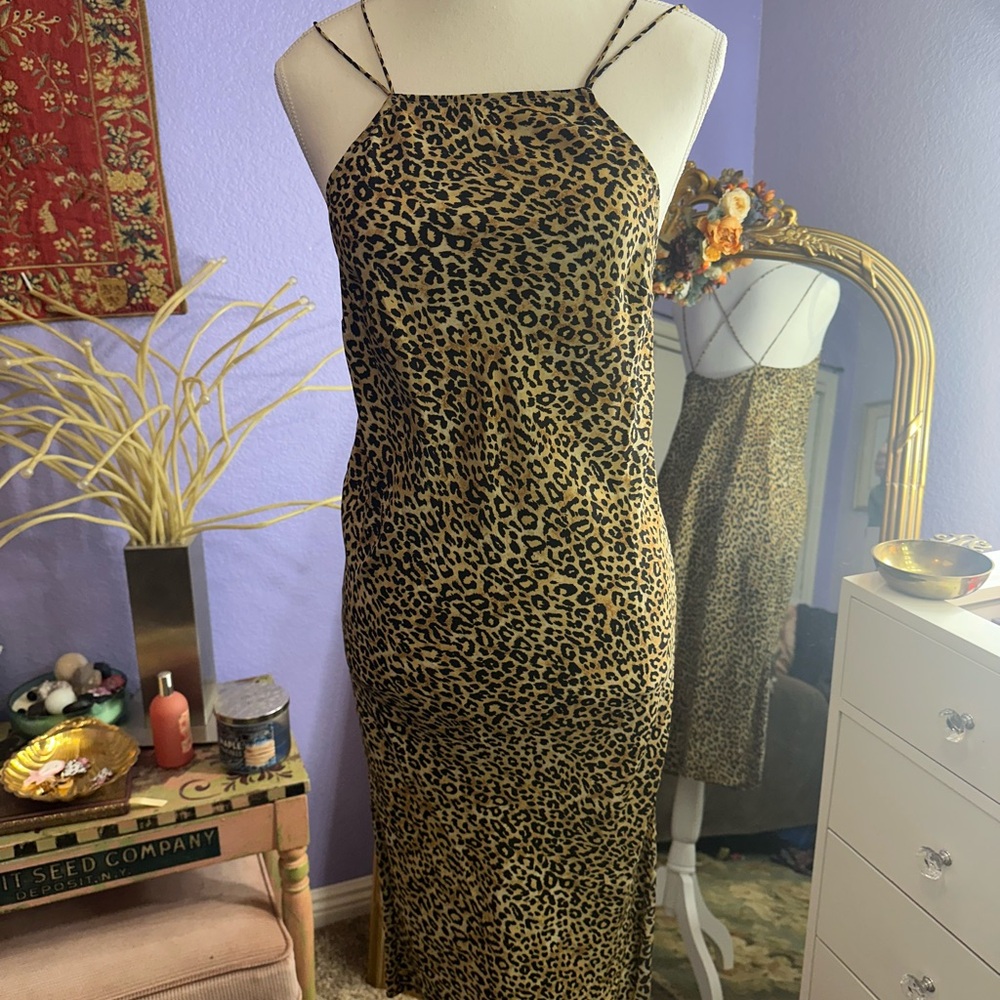 Urban Outfitters Brown and Black Midi Sheath Halter Dress for Cocktail